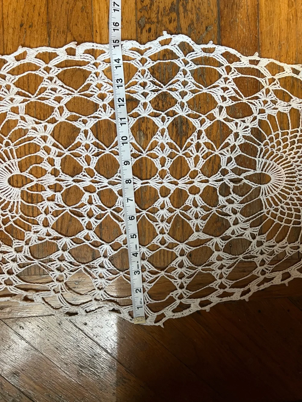 Set of three unique Vintage Handmade White Crochet Doilies Set